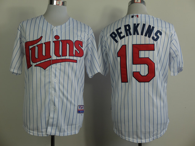 Men Minnesota Twins #15 Perkins White MLB Jerseys